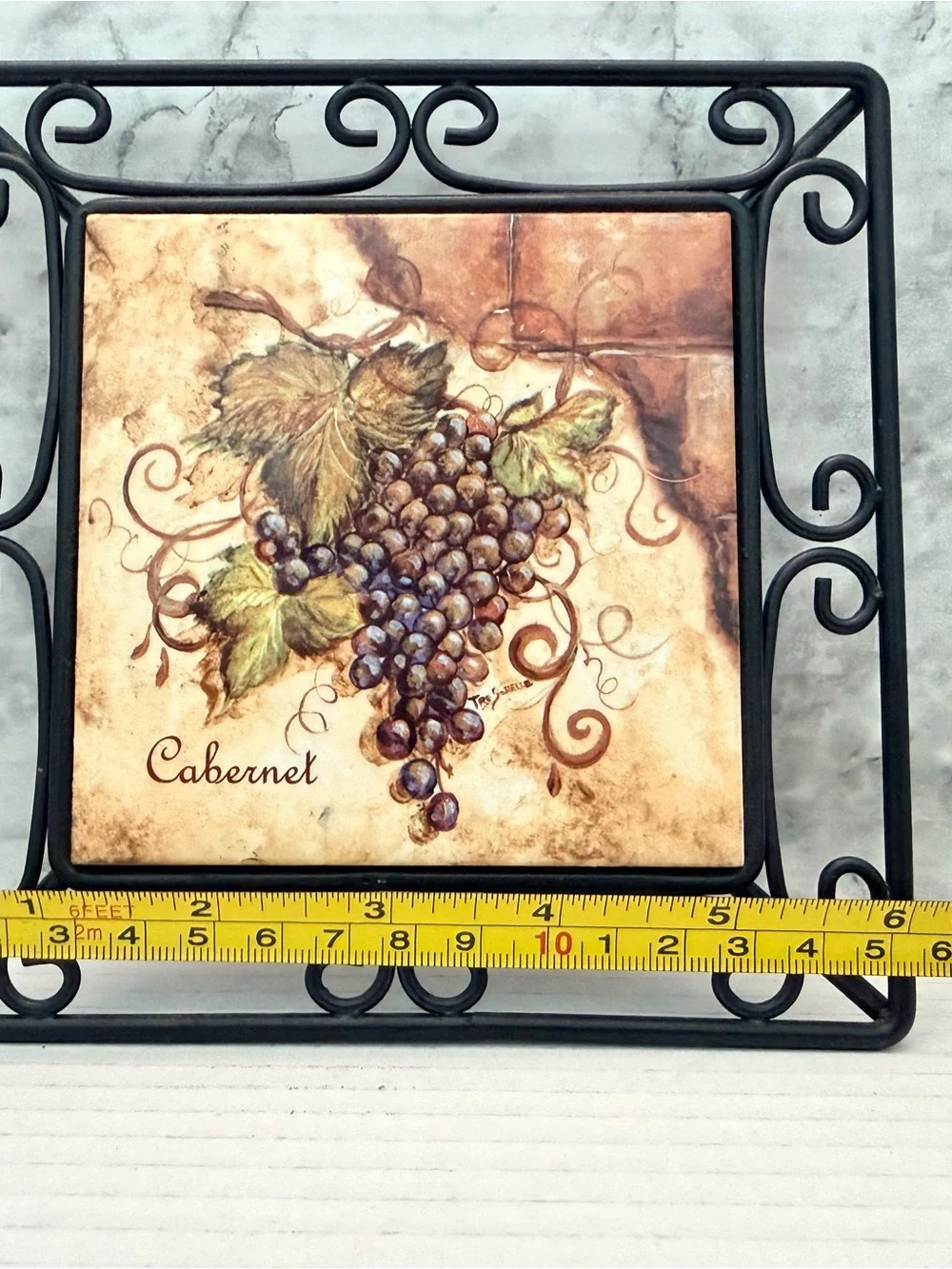 Wall Art Trivet Black Iron Border Ceramic Tile